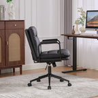 Office Chair,Mid Back Home Office Desk Task Chair with Wheels and Arms Ergonomic PU Leather Computer Rolling Swivel Chair wit