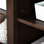 Farmhouse Rattan TV Stand Console Table for TVs up to 70 Inches, TV Console Table with 2 Storage Shelves, 2 Natural Rattan Door Cabinets, 65'W*15.55'D*23.86'H, Espresso - Grand Goldman Shop