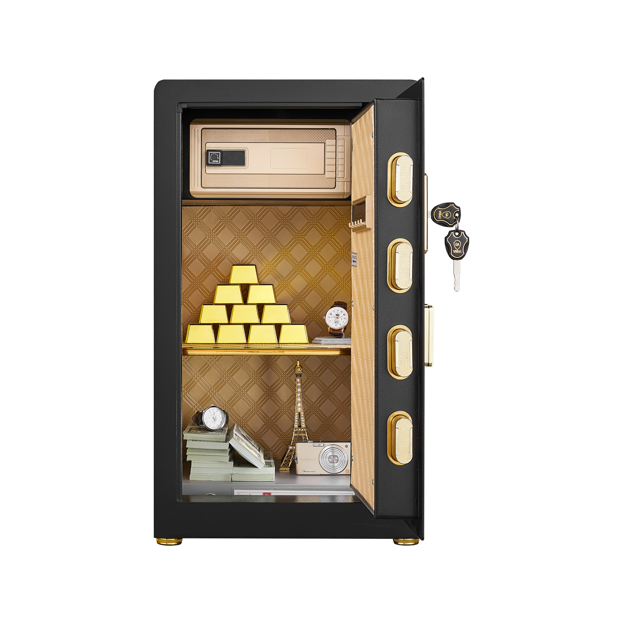 Security Electronic Steel Home Safe, Anti-Theft Digital Security Lock Box with Smart Alert System, Removable Shelf, Mute Func