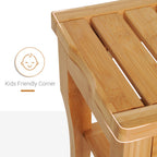Long Bamboo Shower Bench Seat, 20' Wooden Spa Shower Stool with Underneath Storage Shelf Shoe Organizer - Grand Goldman Shop