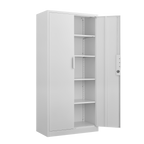 70-Inch Two-Door File Cabinet with Lock, 4 Adjustable Shelves, Heavy-Duty Steel, White Finish for Office Storage - Grand Gold