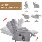 Grey Heat Massage Dual Motor Infinite Position Up to 350 LBS Large Electric Power Lift Recliners with Hidden Cup Holders, Power-Remote, Medium-firm and Heavy Duty - Grand Goldman Shop