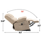 23' Seat Width and High Back Large Size Beige Chenille Power Lift Recliner Chair with 8-Point Vibration Massage and Lumbar Heating - Grand Goldman Shop