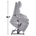 Grey Heat Massage Dual Motor Infinite Position Up to 350 LBS Large Electric Power Lift Recliners with Hidden Cup Holders, Power-Remote, Medium-firm and Heavy Duty - Grand Goldman Shop