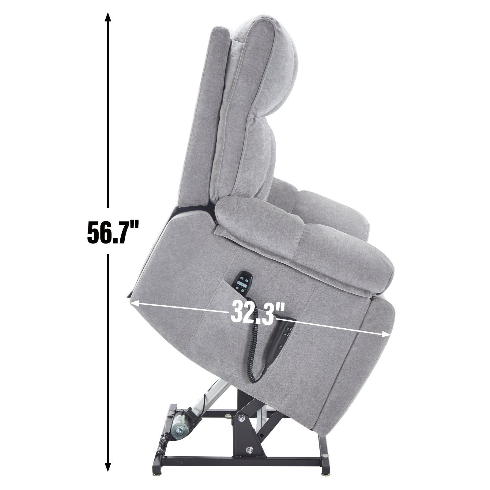 Grey Heat Massage Dual Motor Infinite Position Up to 350 LBS Large Electric Power Lift Recliners with Hidden Cup Holders, Power-Remote, Medium-firm and Heavy Duty - Grand Goldman Shop