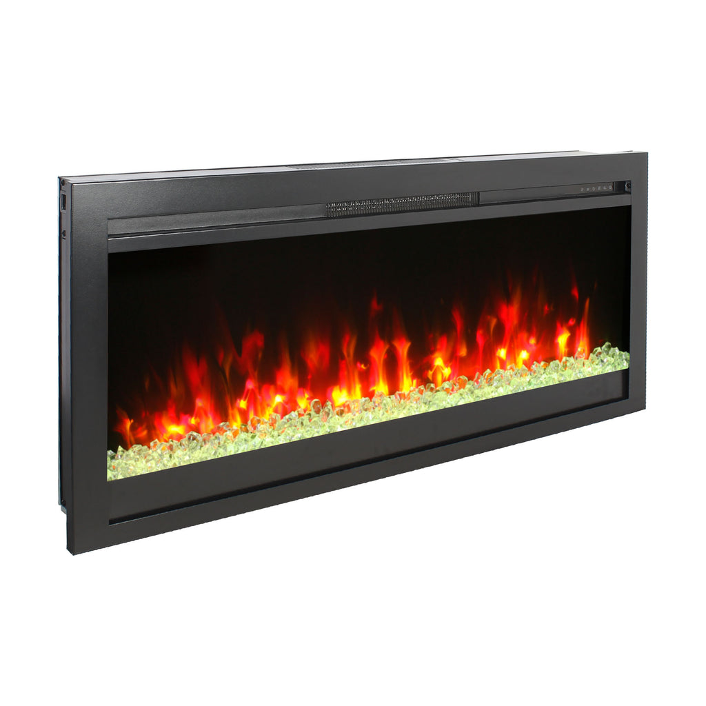 44 inch in wall recessed  electric fireplace with remote and multi color flame & emberbed, LED light heater - Grand Goldman Shop