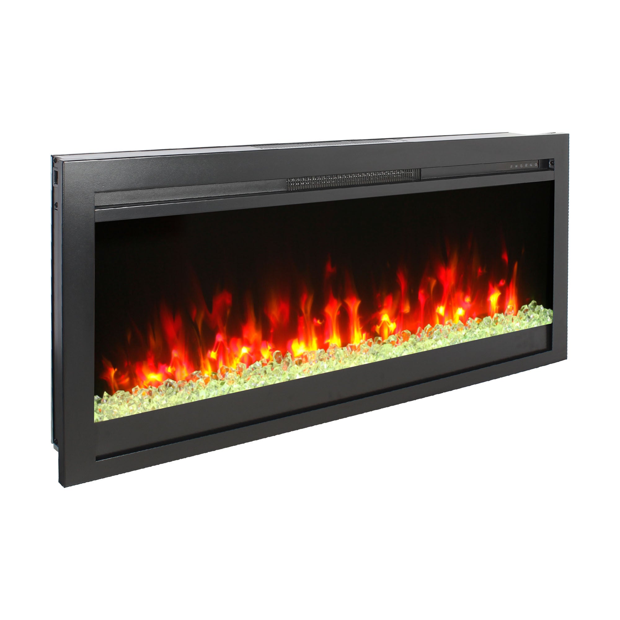 44 inch in wall recessed  electric fireplace with remote and multi color flame & emberbed, LED light heater - Grand Goldman Shop