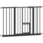 Baby Gate with Cat Door, 29.5-44.1' Metal Pet Door for Stairs & Doorways,Pressure Mounted,No Tools Needed, Black - Grand Gold