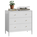 3 Drawer Dresser Chest, Modern White Storage Cabinet, MDF Wood Organizer for Bedroom, Living Room, Entryway, Small Space Furniture - Grand Goldman Shop
