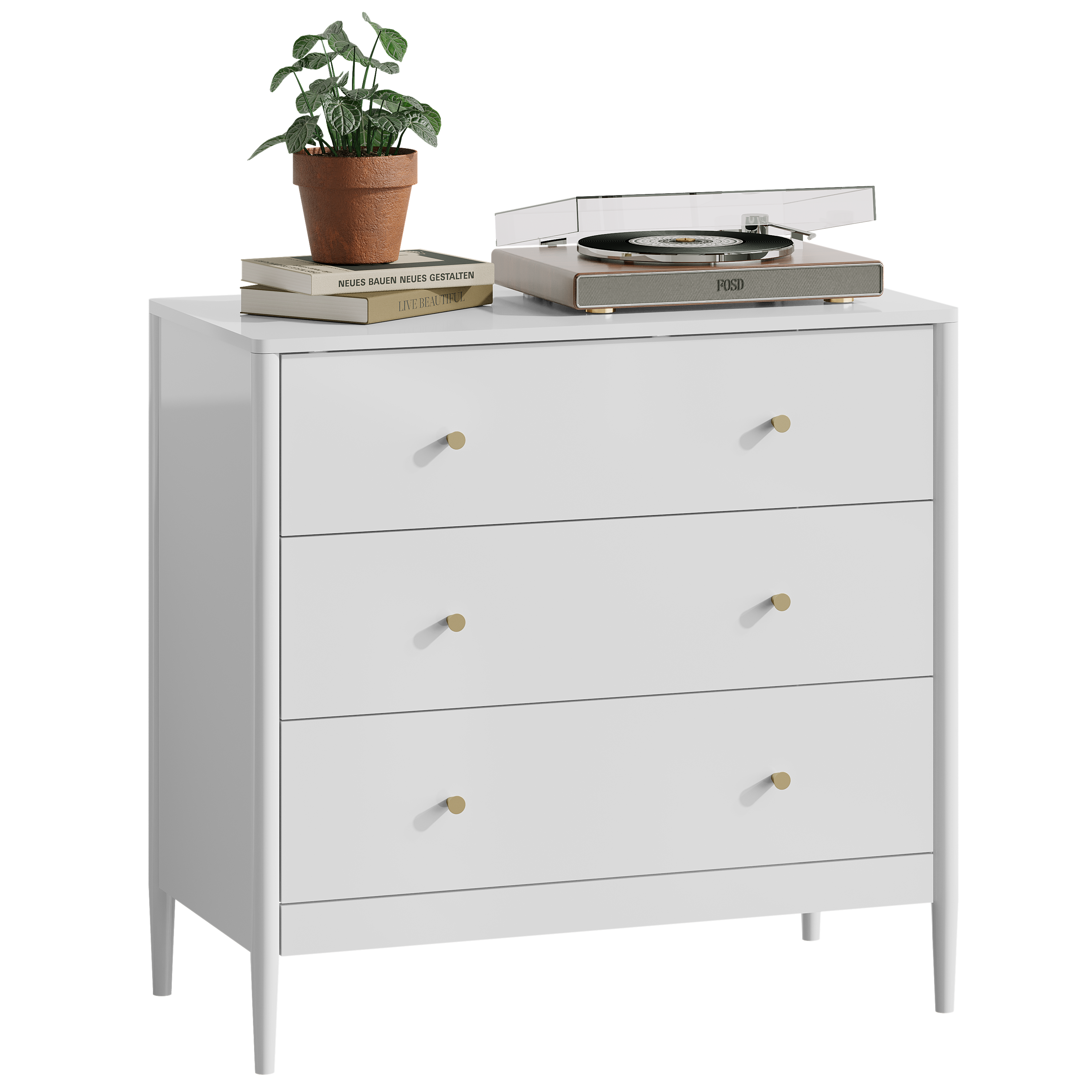 3 Drawer Dresser Chest, Modern White Storage Cabinet, MDF Wood Organizer for Bedroom, Living Room, Entryway, Small Space Furniture - Grand Goldman Shop