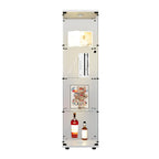 LED lights Glass Display Cabinet 4 Shelves with Door, Floor Standing Curio Bookshelf for Living Room Bedroom Office, 64.7'*16