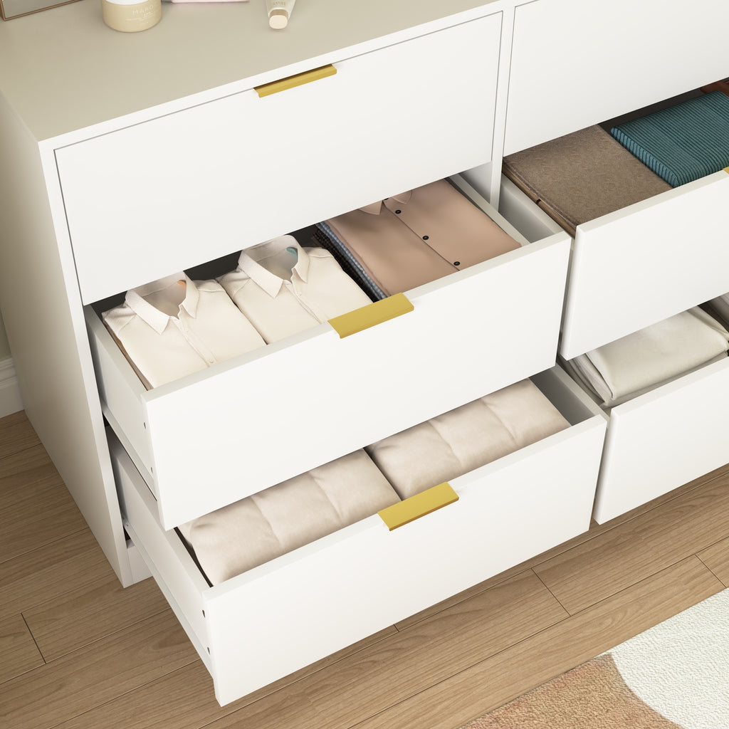 Simply Modern 6-Drawer Dresser, Chest of Drawers for Bedroom, Living Room, Hallway, and Entryway - Large Storage Cabinet White - Grand Goldman Shop