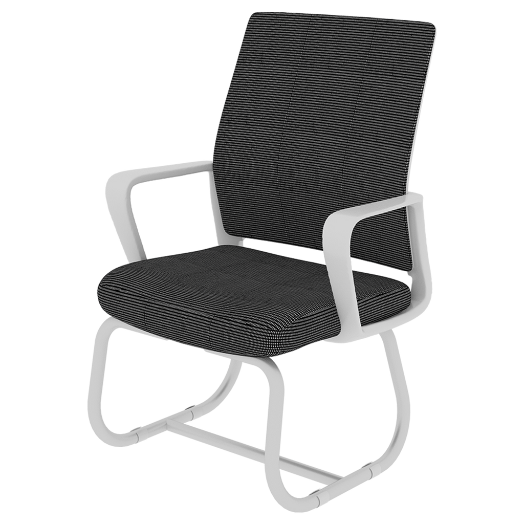 Minimalist Modern Office Chair with Metal Frame, Soft Mesh Backrest, Comfortable Polyurethane Cushion, White+Black, Suitable 