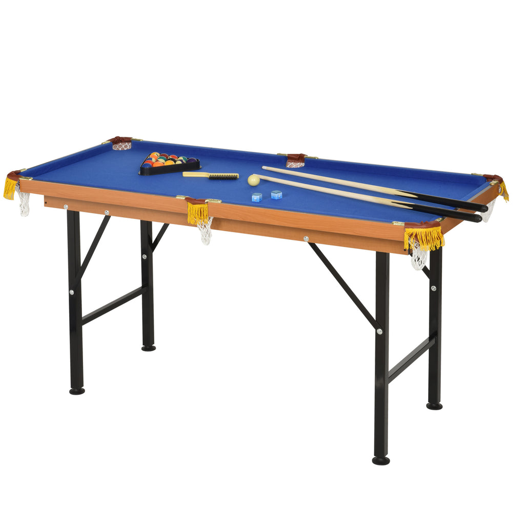 Soozier 55' Portable Folding Billiards Table Game Pool Table for Whole Family Number Use With Cues, Ball, Rack, Chalk, Blue |