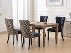 Classic Velvet Dining Chairs,  High-end Tufted Solid Wood Contemporary Velvet Upholstered Dining Chair with Wood Legs Nailhead, SET OF 2,Black and Patterned,SW2201BK - Grand Goldman Shop