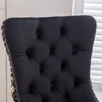 Classic Velvet Dining Chairs,  High-end Tufted Solid Wood Contemporary Velvet Upholstered Dining Chair with Wood Legs Nailhead, SET OF 2,Black and Patterned,SW2201BK - Grand Goldman Shop