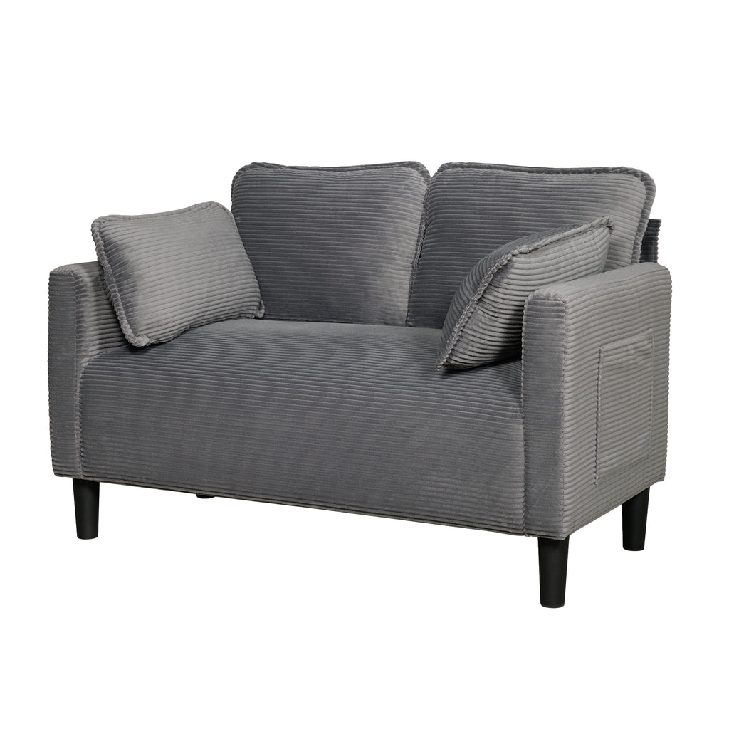 48' Soft Corduroy Loveseat Couch W/Soft Cushions,Side Storage Pocket,Sturdy Composite Board & Solid Wood Frame, High Rebound Sponge,Easy Assembly,Ideal for Living Room,Apartment,Dorm,Office. - Grand Goldman Shop