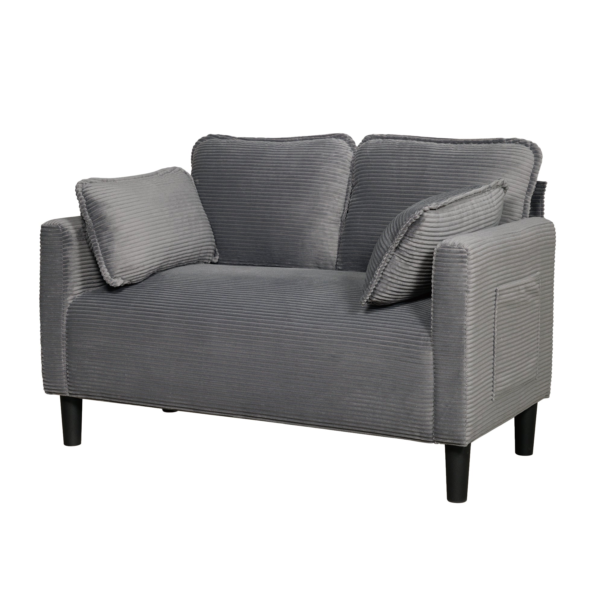 48' Soft Corduroy Loveseat Couch W/Soft Cushions,Side Storage Pocket,Sturdy Composite Board & Solid Wood Frame, High Rebound Sponge,Easy Assembly,Ideal for Living Room,Apartment,Dorm,Office. - Grand Goldman Shop