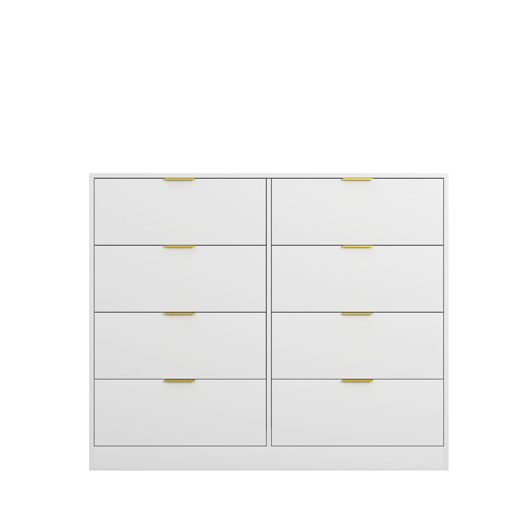8 Drawers Dresser for Bedroom, Wood Bedroom Dresser Modern Drawer Chest, 8 Chest of Drawer, Tall Dresser for Closet, Dressers Organizer for Living Room, Closet, Hallway White - Grand Goldman Shop