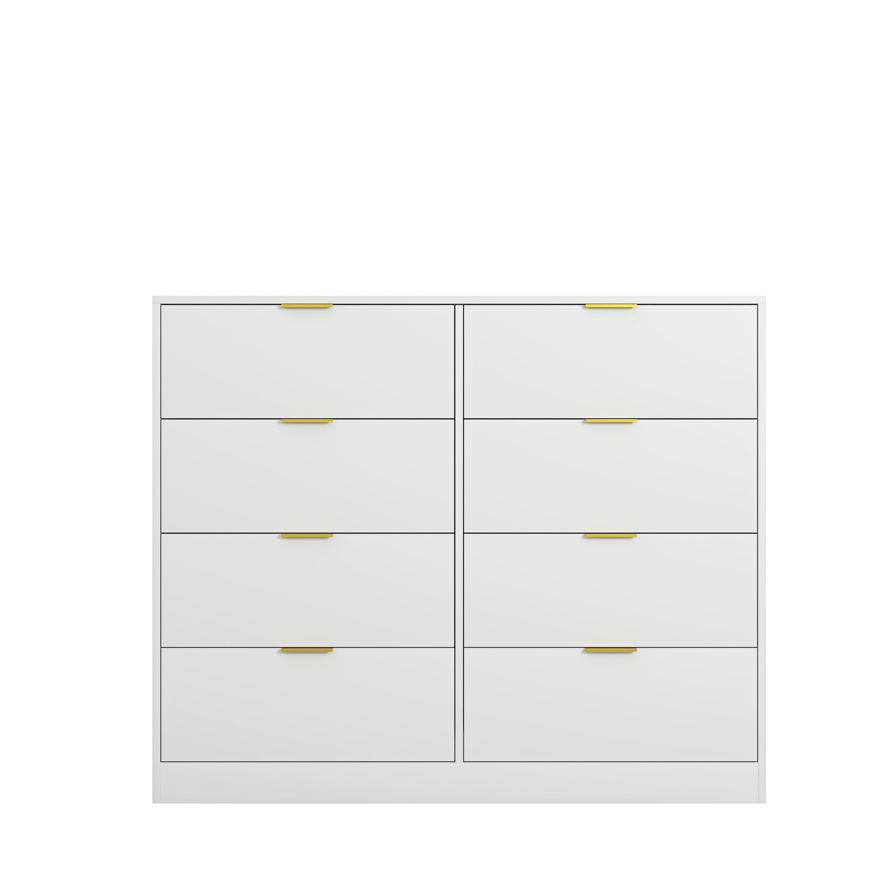 8 Drawers Dresser for Bedroom, Wood Bedroom Dresser Modern Drawer Chest, 8 Chest of Drawer, Tall Dresser for Closet, Dressers Organizer for Living Room, Closet, Hallway White - Grand Goldman Shop