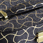 Travel Jewelry Case with 2 Semicircle Slots and Wavy Pattern, Black - Grand Goldman Shop