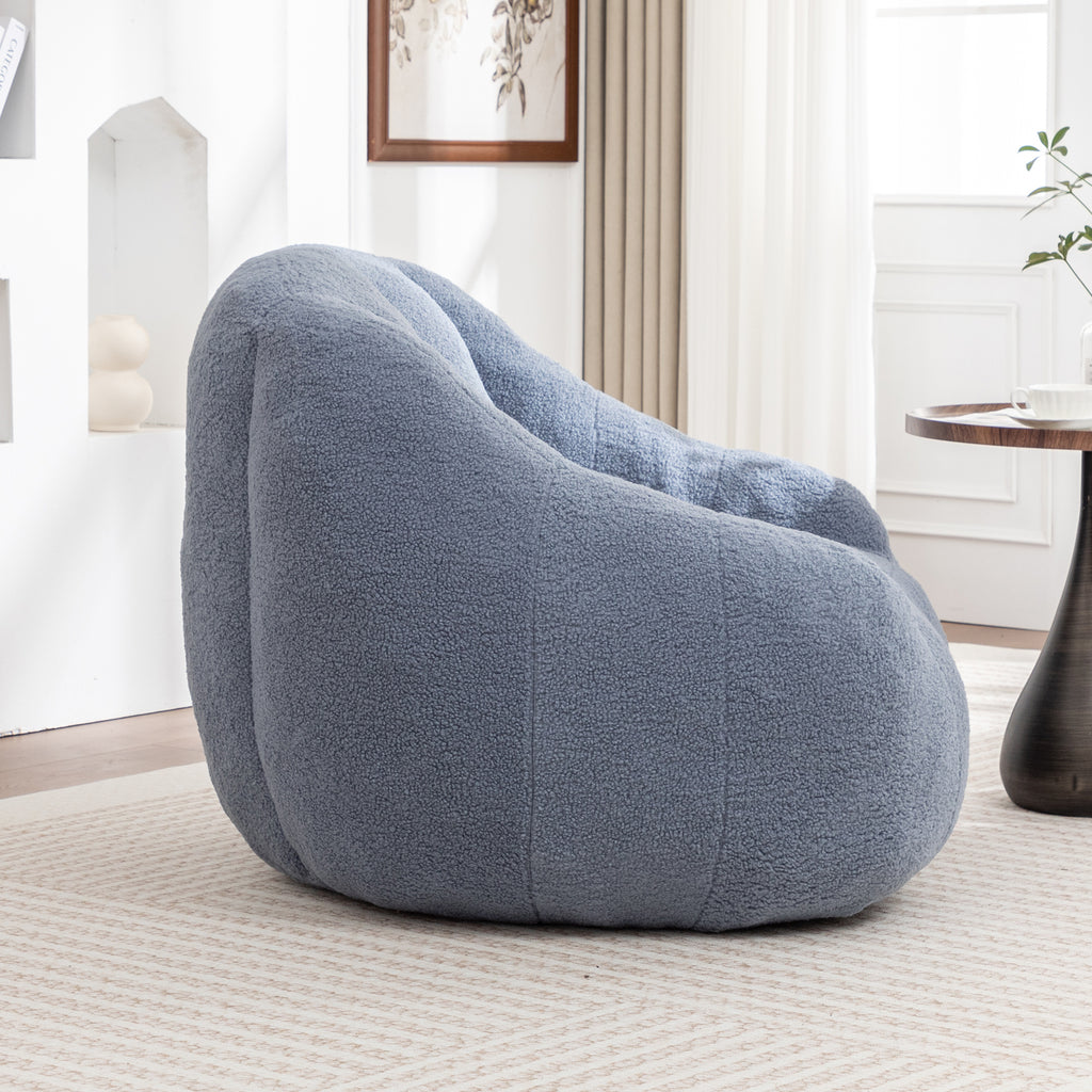Comfy Bean Bag Chair with Memory Foam Filler – Tufted Soft Stuffed Bean Bag Sofa for Dorm, Apartment, or Living Room – Light Blue - Grand Goldman Shop