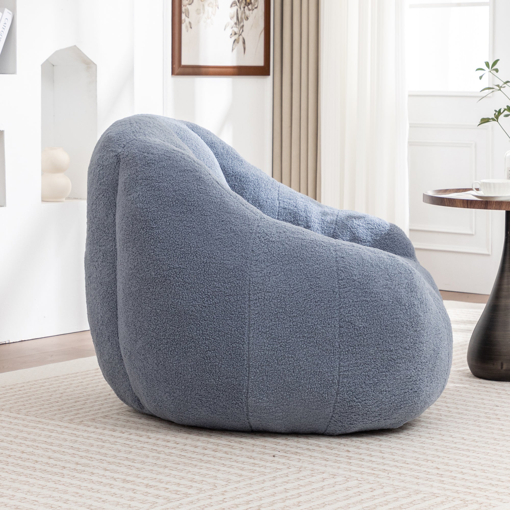 Comfy Bean Bag Chair with Memory Foam Filler – Tufted Soft Stuffed Bean Bag Sofa for Dorm, Apartment, or Living Room – Light Blue - Grand Goldman Shop