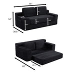 Corduroy Cloud Double Sofa, 2-in-1 Convertible Sofa Bed, Comfortable Boneless Double Sofa, Suitable for Living Room, Apartment, Small Space Black - Grand Goldman Shop