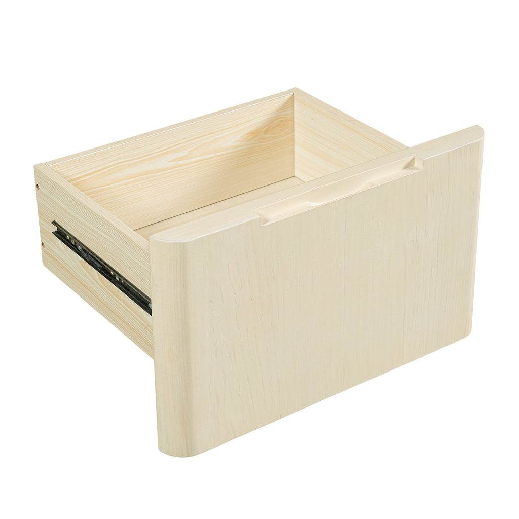 90' Modern L Shaped Desk in Natural Wood with 3 Drawers,360° Wood Rotating Desk,Executive Office Desk,Corner Desk,Office Stud