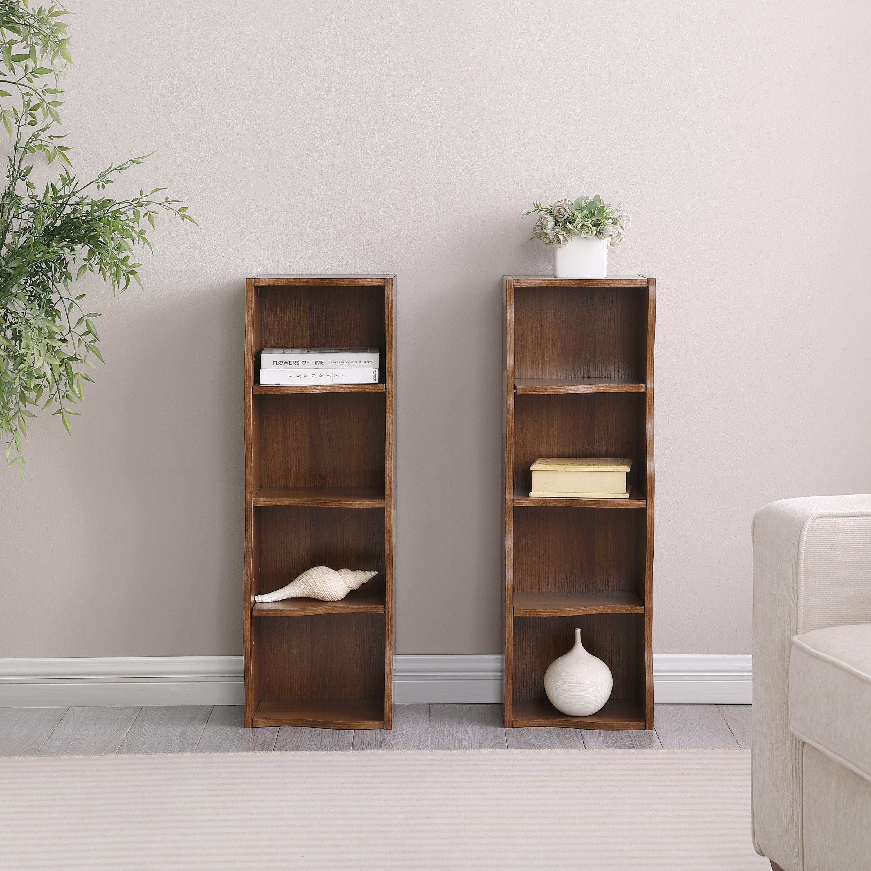 8-layer adjustable shelf ultra-thin bookshelf with a wavy border design, which is more aesthetically pleasing, is suitable for high and narrow, display and multi-functional bookshelves in home offices - Grand Goldman Shop
