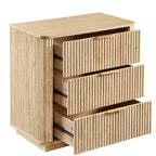 3 Drawers Drasser 2PCS, 27.6'' Wide Modern Chest of Drawers Curved wave Design,Nightstand,Wood Drawer Organizer for Bedroom, Living Room, Hallway, Oak,27.6''W x 15.8''D x 27.4''H. - Grand Goldman Shop