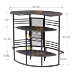 Oval Bar Table with Wood Counter Top and Wine Rack Storage, Wine Bakers Rack for Dining Room, Gray - Grand Goldman Shop