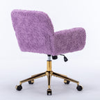 Stylish A&A Furniture Home Office Chair Violet Velvet with Golden Metal Base Adjustable Swivel - Available at Grand Goldman