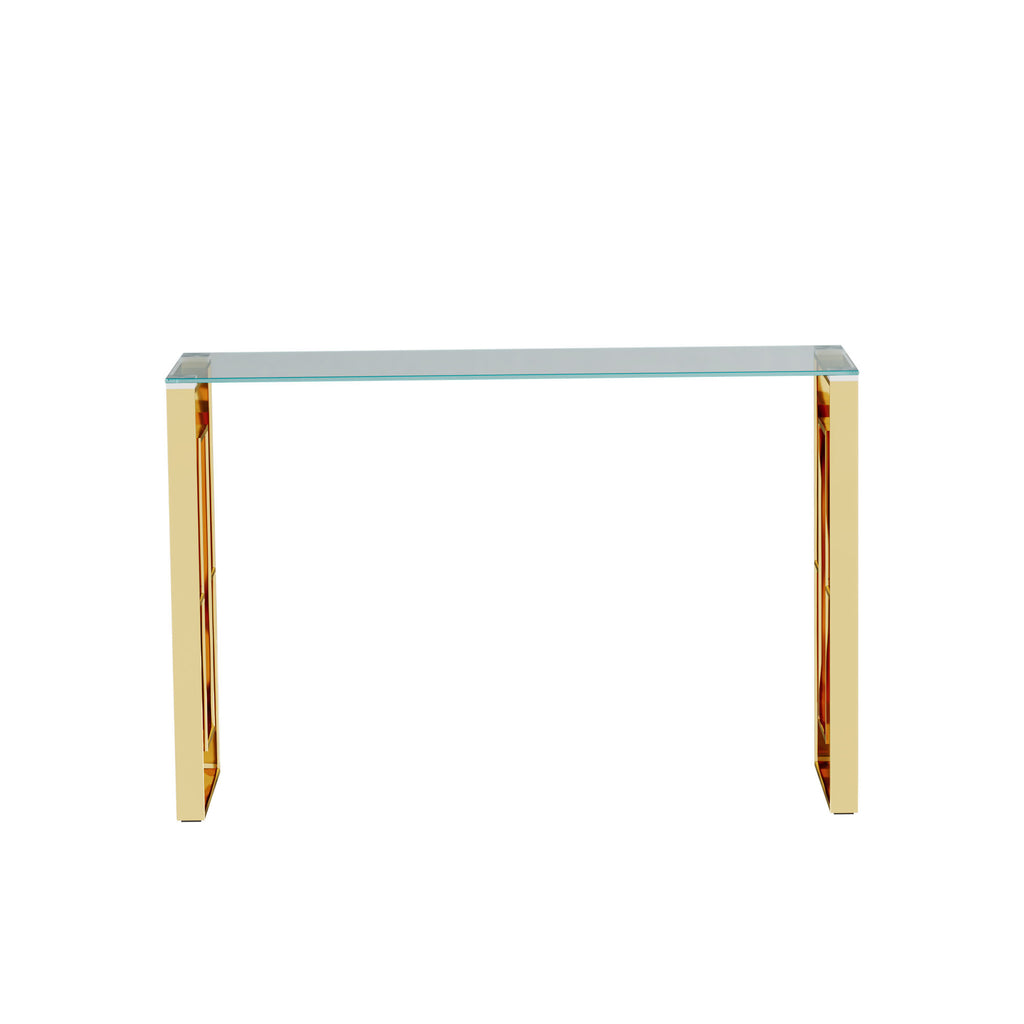 Console Table Stainless Steel Glass,Meal side table Golden Clear  bs-02 - Grand Goldman Shop