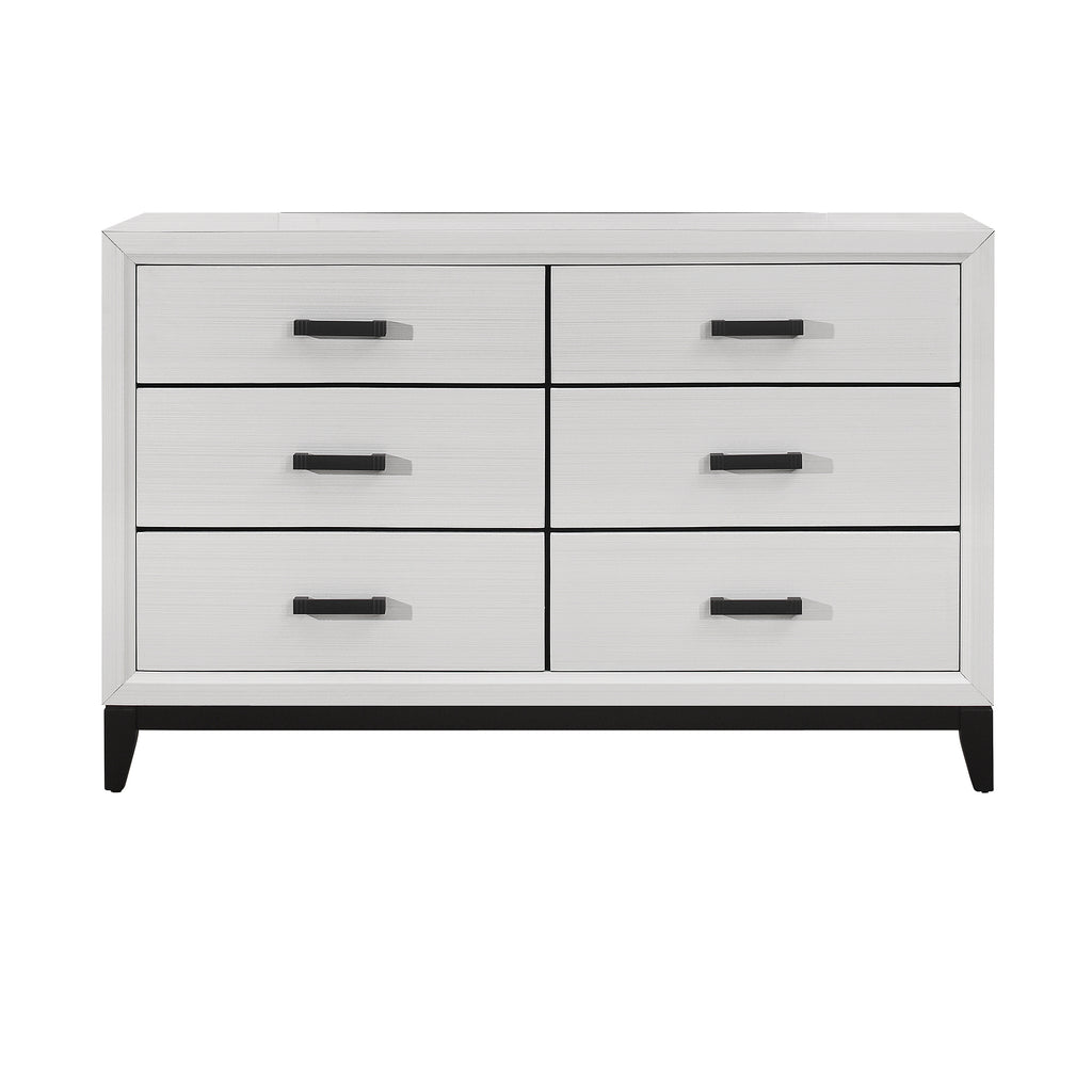 MIRAGE White 5PC King Bedroom Set with Rubber Wood and Slats - Grand Goldman Shop