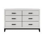 MIRAGE White 5PC King Bedroom Set with Rubber Wood and Slats - Grand Goldman Shop