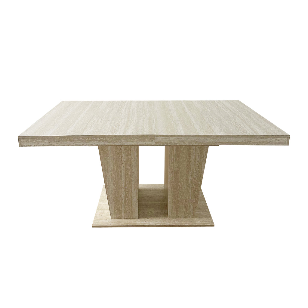 Rectangular extendable dining table, suitable for 6-10 people, with veined travertine pattern, dimensions 160-200 cm, simple and elegant. - Grand Goldman Shop
