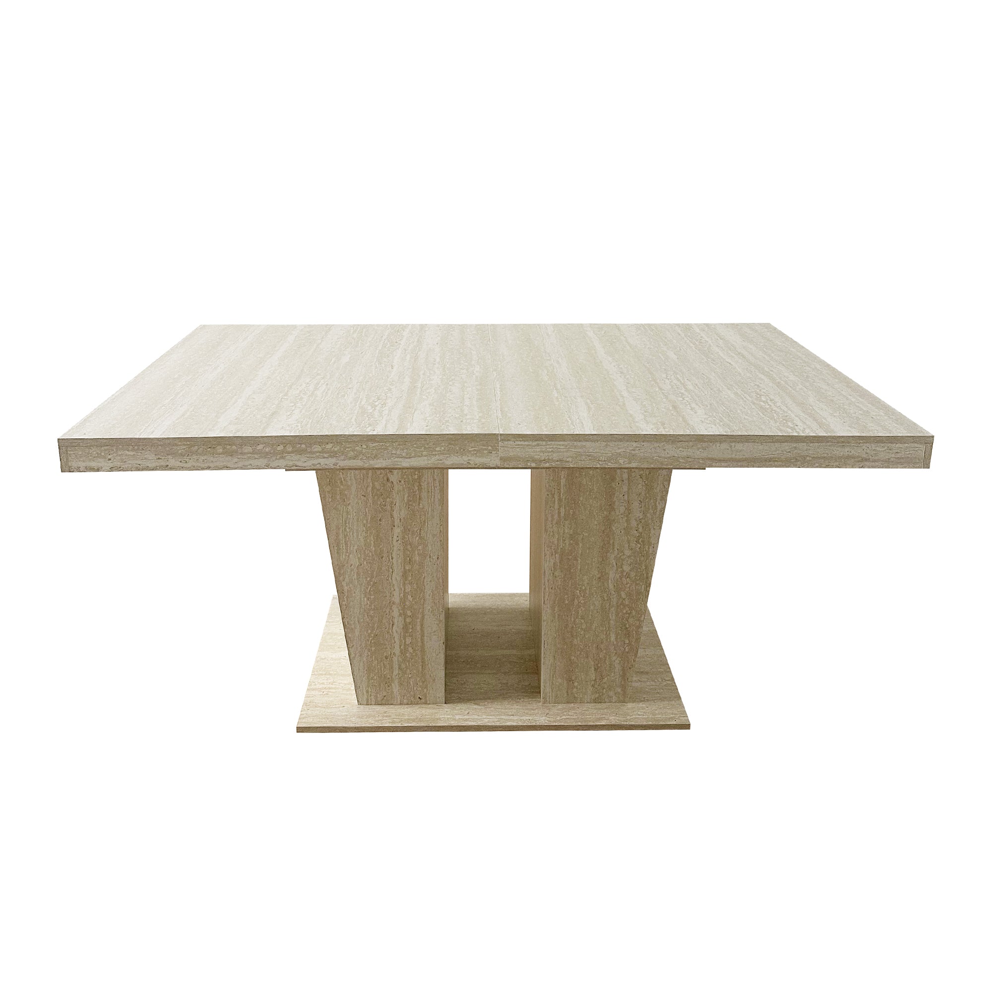 Rectangular extendable dining table, suitable for 6-10 people, with veined travertine pattern, dimensions 160-200 cm, simple and elegant. - Grand Goldman Shop