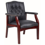 Leather Reception Guest Chairs  W/Padded Seat and Arms Ergonomic Mid-Back Office Executive Side Chair for Meeting Waiting Roo