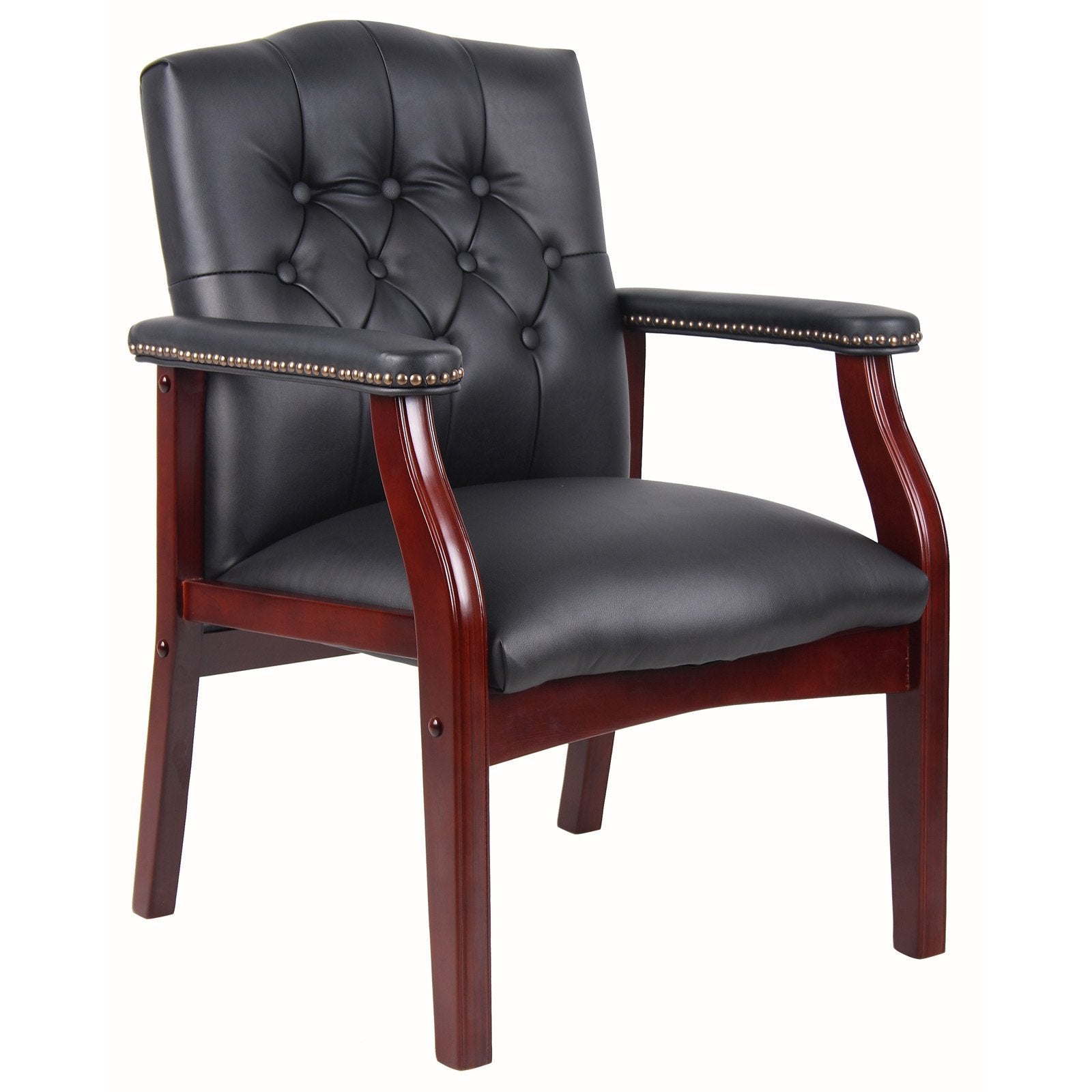 Leather Reception Guest Chairs  W/Padded Seat and Arms Ergonomic Mid-Back Office Executive Side Chair for Meeting Waiting Roo