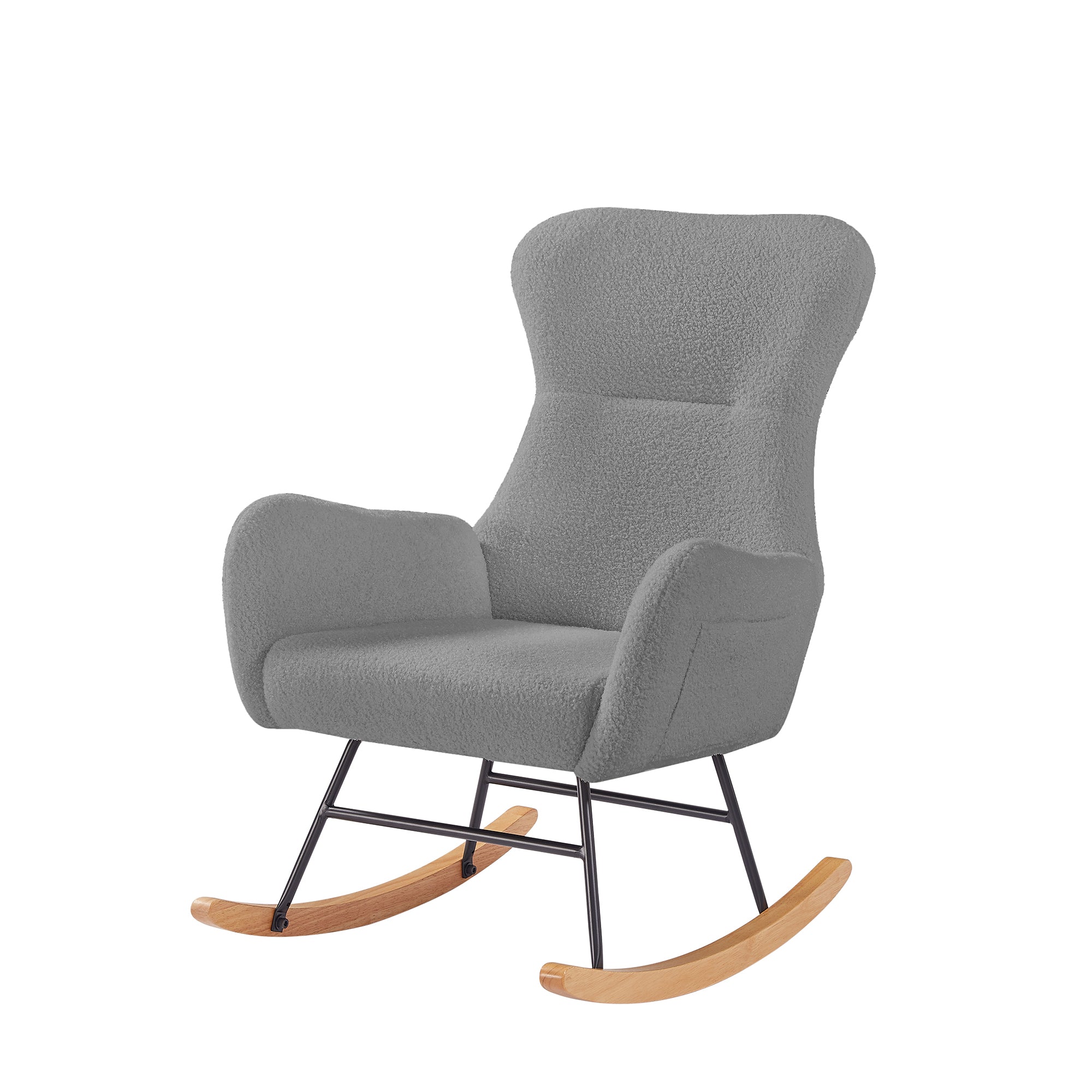GREY teddy fabric rocking chair - Grand Goldman Shop