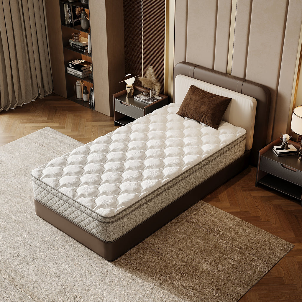 Twin Size Mattress,12 Inch Hybrid Twin Mattress in a Box with Memory Foam and Pocket Spring for Pressure Relief & Comfort Sleep & Zoned Support, Medium Firm,CertiPUR-US & OEKO-TEX - Grand Goldman Shop
