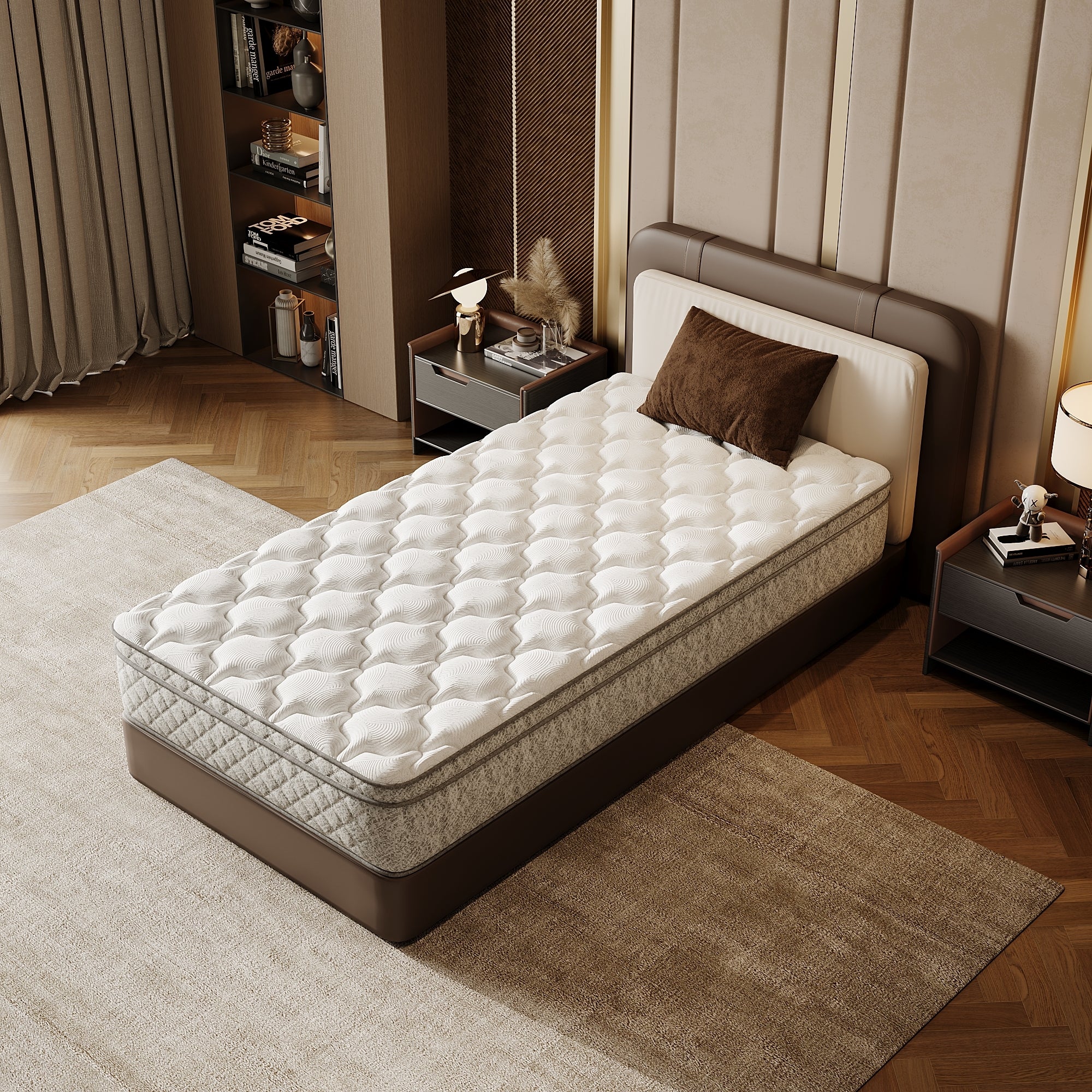 Twin Size Mattress,12 Inch Hybrid Twin Mattress in a Box with Memory Foam and Pocket Spring for Pressure Relief & Comfort Sleep & Zoned Support, Medium Firm,CertiPUR-US & OEKO-TEX - Grand Goldman Shop