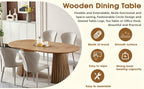 Wooden Dining Table, Flexible and Extendable, Multi-functional and Space-saving, Fashionable Oval Design and Slatted Table Legs, Tea Table or Office Desk, Beautiful and Practical - Grand Goldman Shop