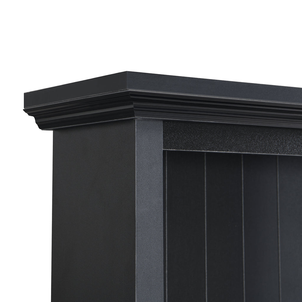 Farmhouse 4-in-1 Hall Tree with Wood Grain Bench, Mudroom Versatile Coat Rack with 2 Large Drawer, Entrance Organizer for Hallway, Living Room, Black, 55.9'W (OLD SKU: N721P313099B) - Grand Goldman Shop