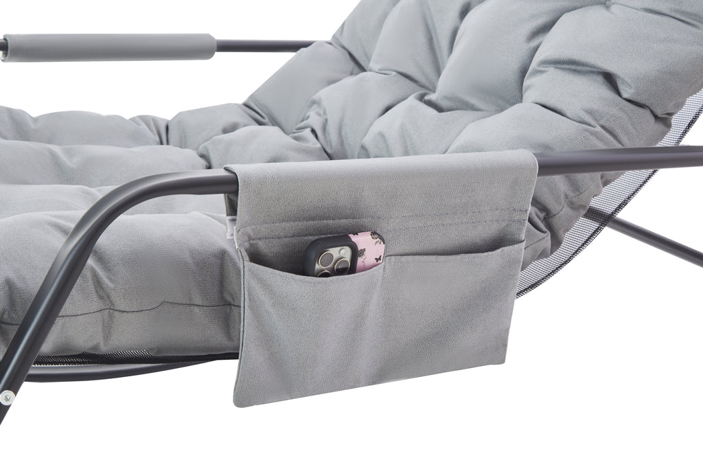 Rocking Chair with Extra-Wide Technical leather  Upholstered Gliding Chair Boucle Reclining Chair, Modern Accent Chair for Living Room Nursery Bedroom -Grey - Grand Goldman Shop
