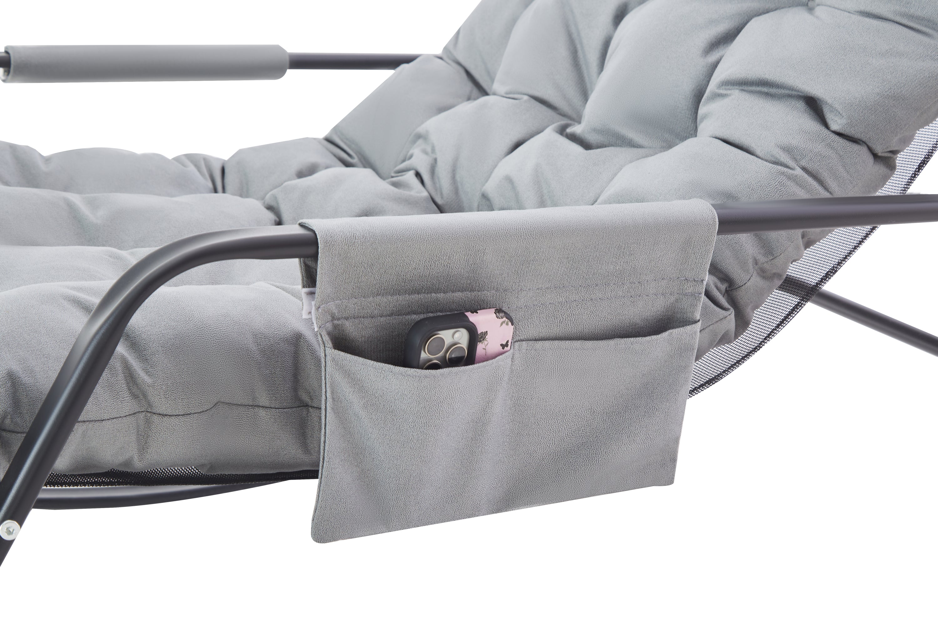 Rocking Chair with Extra-Wide Technical leather  Upholstered Gliding Chair Boucle Reclining Chair, Modern Accent Chair for Living Room Nursery Bedroom -Grey - Grand Goldman Shop