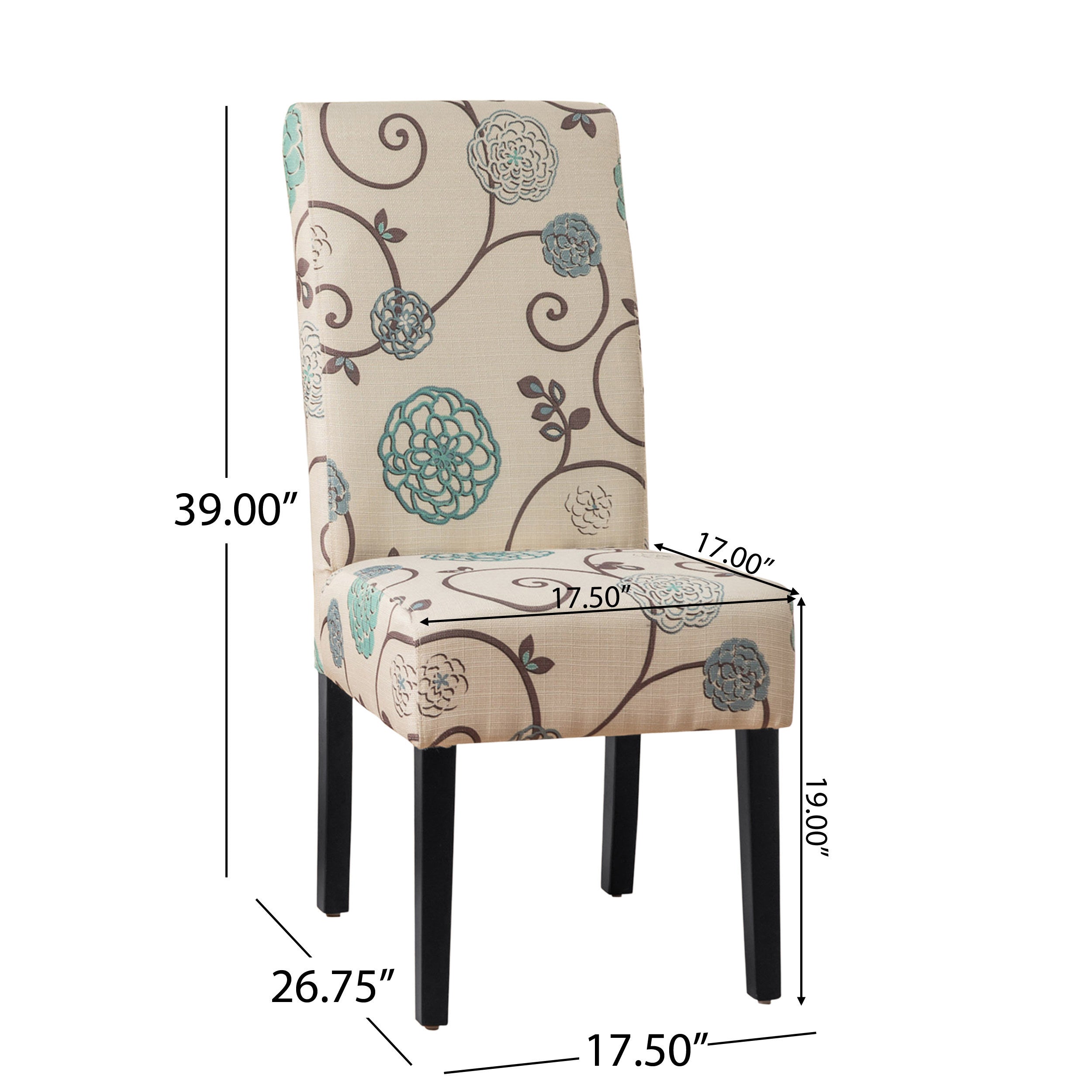 Contemporary Dining Chair Set with Rubberwood Legs in White and Blue Fabric - Grand Goldman Shop