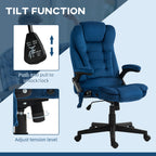 Velvet High Back Vibrating Massage Office Chair, Drak Blue - Grand Goldman