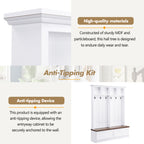 Farmhouse 4-in-1 Hall Tree with Wood Grain Bench, Mudroom Versatile Coat Rack with 2 Large Drawer, Entrance Organizer for Hallway, Living Room, White, 55.9'W (OLD SKU: N721P313099K) - Grand Goldman Shop